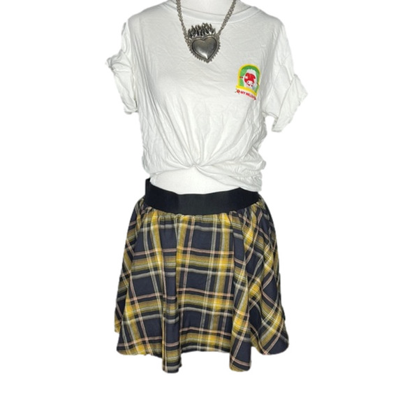 Alice & Olivia yellow & black plaid mini skirt - Picture 1 of 10